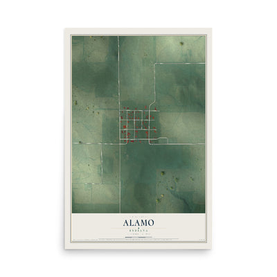 Map of Alamo, Indiana, 12 x 18 inch unframed archival matte print