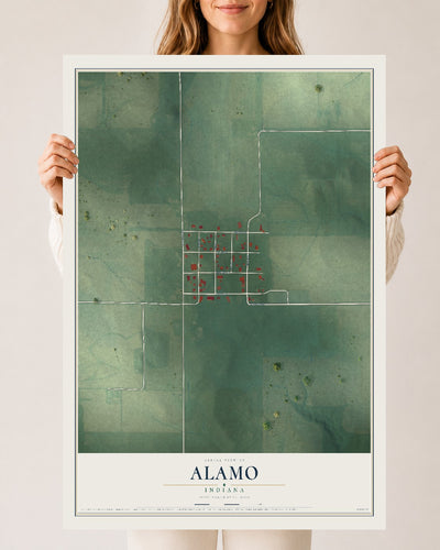 Map of Alamo, Indiana, 24 x 36 inch unframed archival matte print