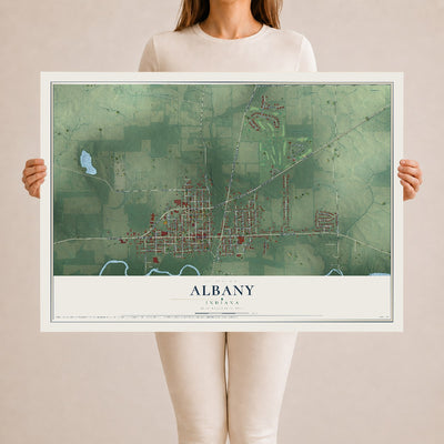 Map of Albany, Indiana, 24 x 36 inch unframed archival matte print