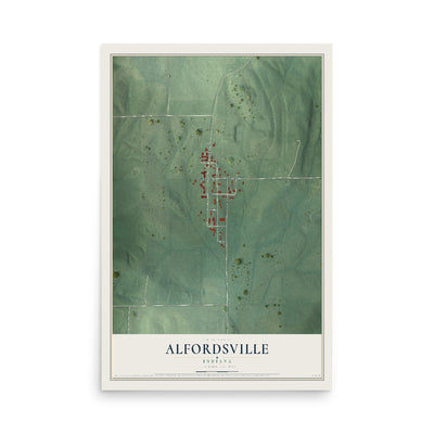 Map of Alfordsville, Indiana, 12 x 18 inch unframed archival matte print