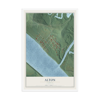 Map of Alton, Indiana, 12 x 18 inch print in a white wood frame