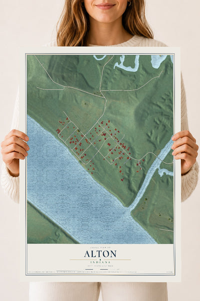 Map of Alton, Indiana, 18 x 24 inch unframed archival matte print