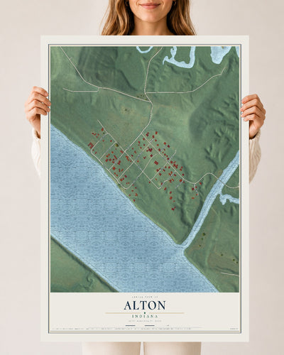 Map of Alton, Indiana, 24 x 36 inch unframed archival matte print