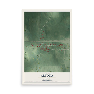 Map of Altona, Indiana, 12 x 18 inch unframed archival matte print