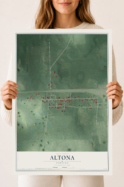 Map of Altona, Indiana, 18 x 24 inch unframed archival matte print