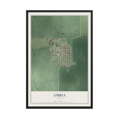 Map of Ambia, Indiana, 12 x 18 inch print in a black wood frame