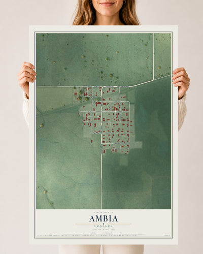 Map of Ambia, Indiana, 24 x 36 inch unframed archival matte print