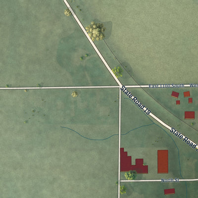Second close-up of the map of Amboy, Indiana print showing more streets and buildings