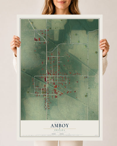 Map of Amboy, Indiana, 24 x 36 inch unframed archival matte print