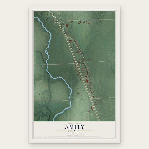 Amity, Indiana map print, the full design