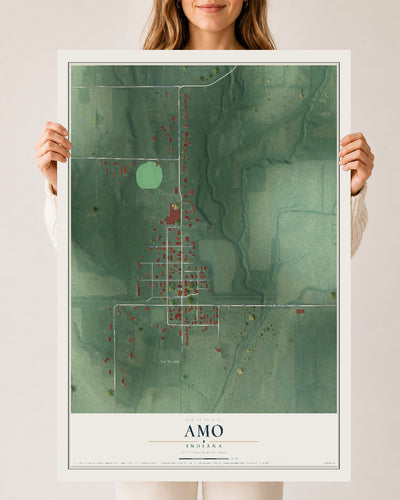 Map of Amo, Indiana, 24 x 36 inch unframed archival matte print