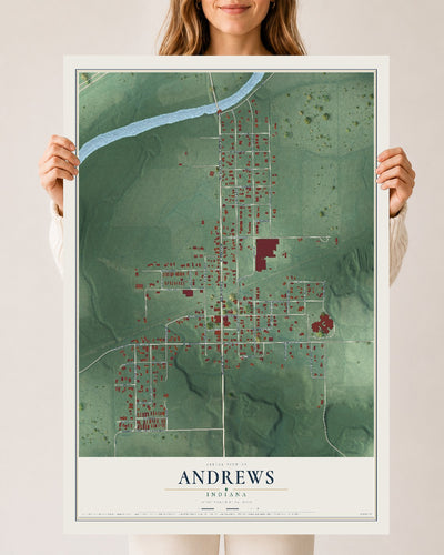 Map of Andrews, Indiana, 24 x 36 inch unframed archival matte print