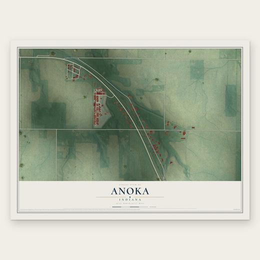 Anoka, Indiana map print, the full design