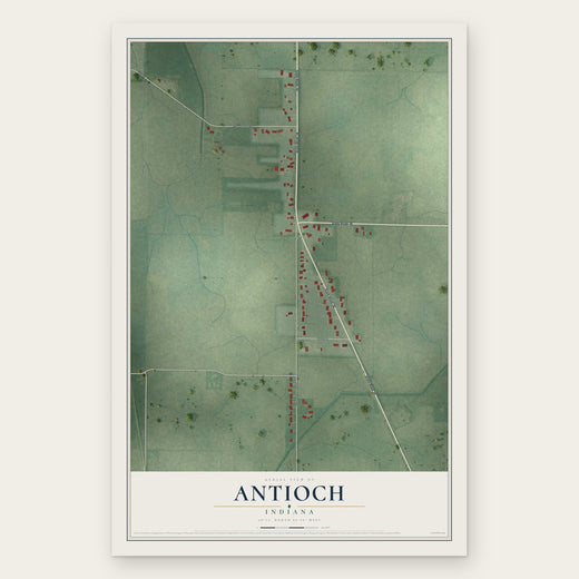 Antioch, Indiana map print, the full design