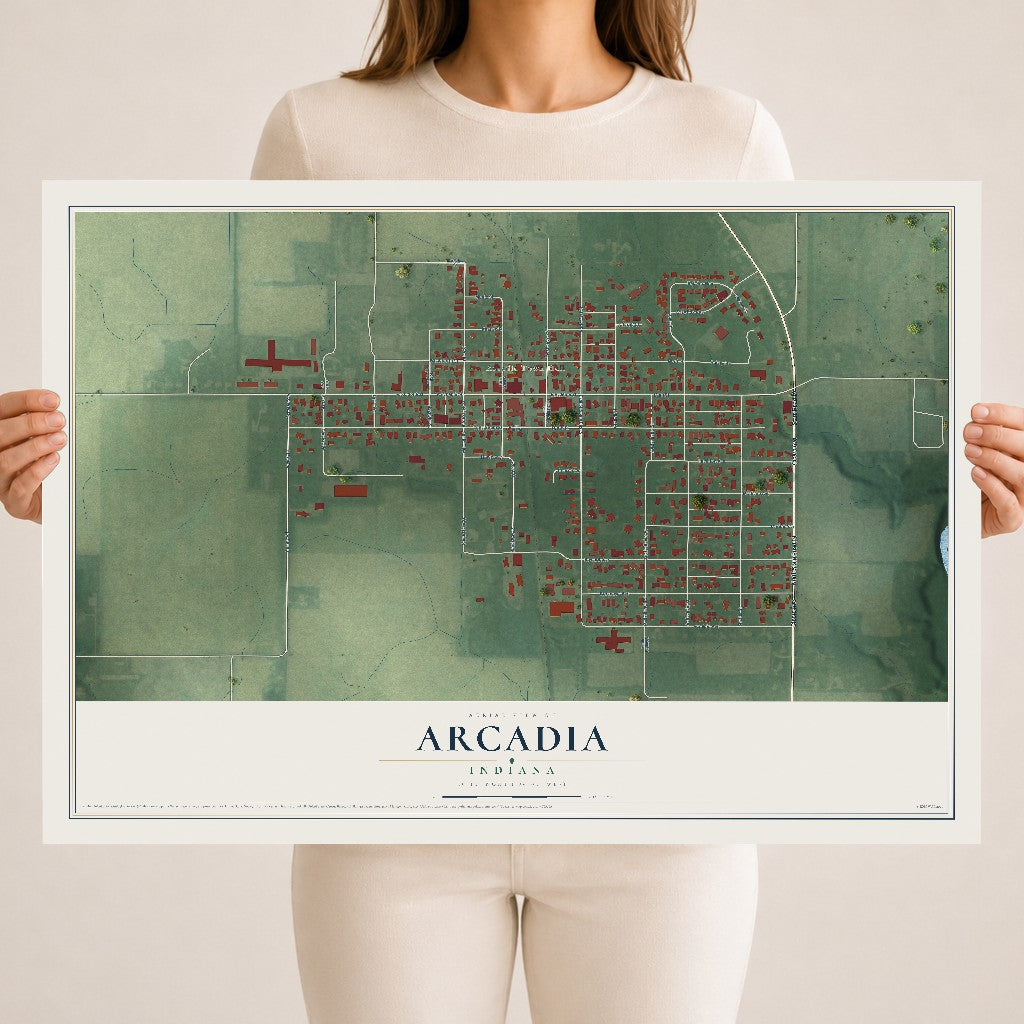 Map of Arcadia, Indiana, 18 x 24 inch unframed archival matte print