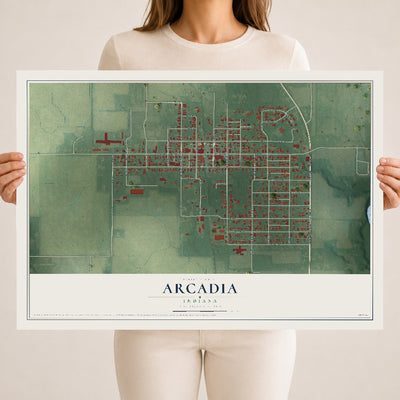 Map of Arcadia, Indiana, 18 x 24 inch unframed archival matte print
