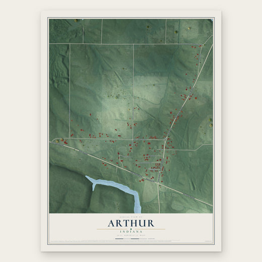 Arthur, Indiana map print, the full design