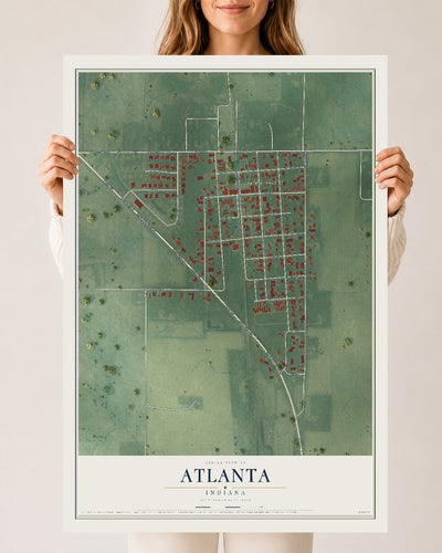 Map of Atlanta, Indiana, 24 x 36 inch unframed archival matte print