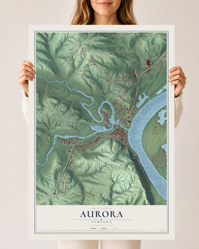 Map of Aurora, Indiana, 24 x 36 inch unframed archival matte print