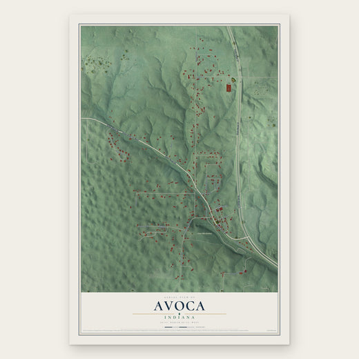 Avoca, Indiana map print, the full design