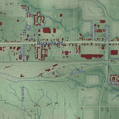 Second close-up of the map of Avon, Indiana print showing more streets and buildings