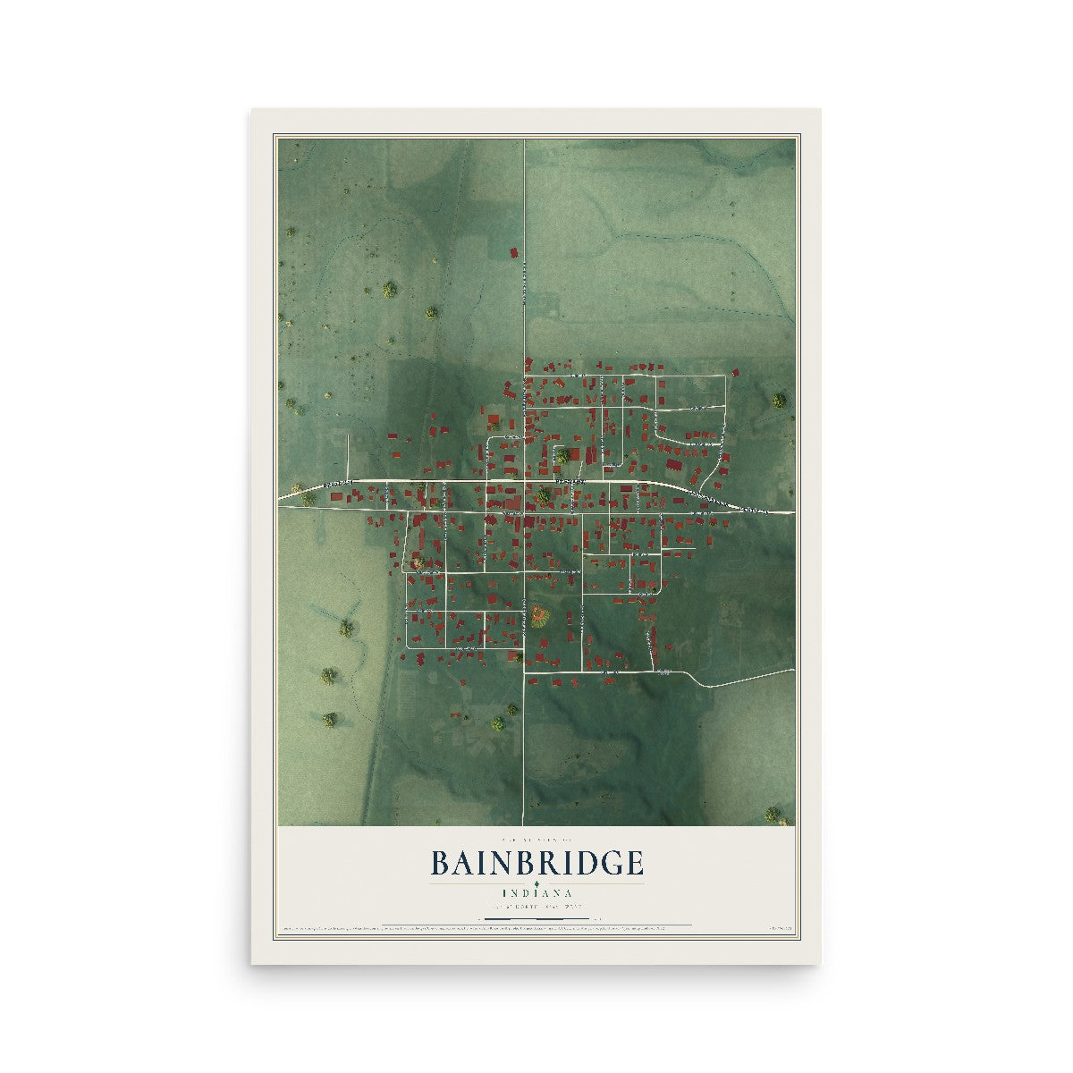 Map of Bainbridge, Indiana, 12 x 18 inch unframed archival matte print