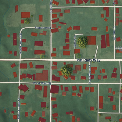 Close-up of the map of Bainbridge, Indiana print showing street and building detail