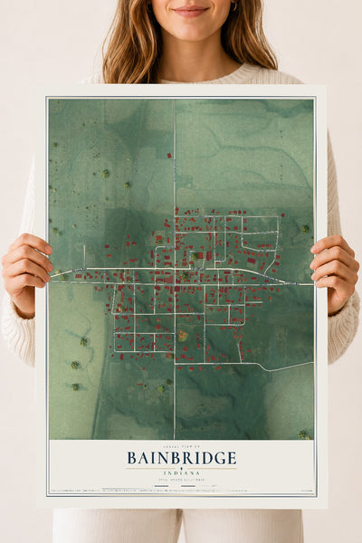 Map of Bainbridge, Indiana, 18 x 24 inch unframed archival matte print