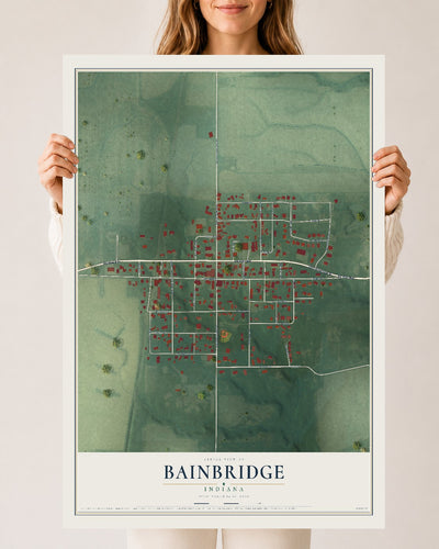 Map of Bainbridge, Indiana, 24 x 36 inch unframed archival matte print