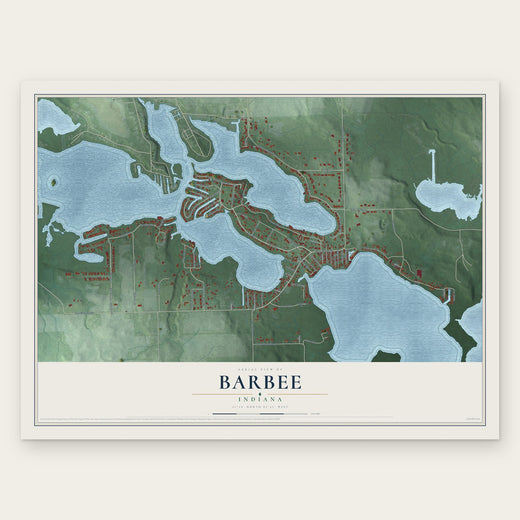 Barbee, Indiana map print, the full design