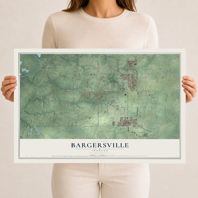 Map of Bargersville, Indiana, 12 x 18 inch unframed archival matte print