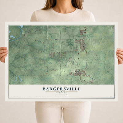 Map of Bargersville, Indiana, 18 x 24 inch unframed archival matte print