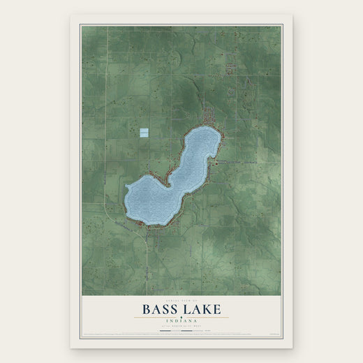 Bass Lake, Indiana map print, the full design