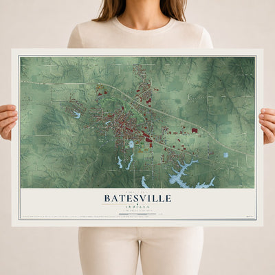 Map of Batesville, Indiana, 18 x 24 inch unframed archival matte print