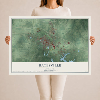 Map of Batesville, Indiana, 24 x 36 inch unframed archival matte print