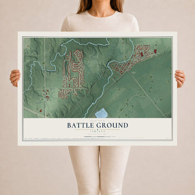 Map of Battle Ground, Indiana, 24 x 36 inch unframed archival matte print