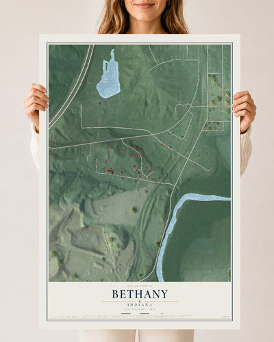 Map of Bethany, Indiana, 24 x 36 inch unframed archival matte print