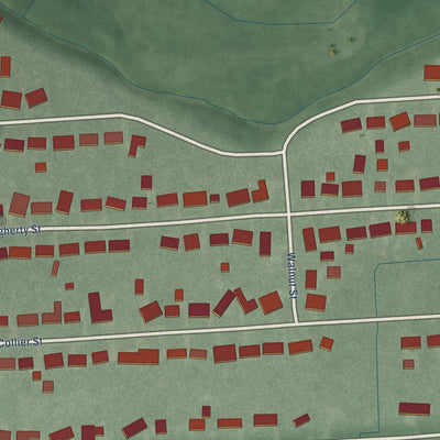 Close-up of the map of Bethel Village, Indiana print showing street and building detail