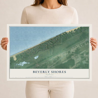 Map of Beverly Shores, Indiana, 12 x 18 inch unframed archival matte print