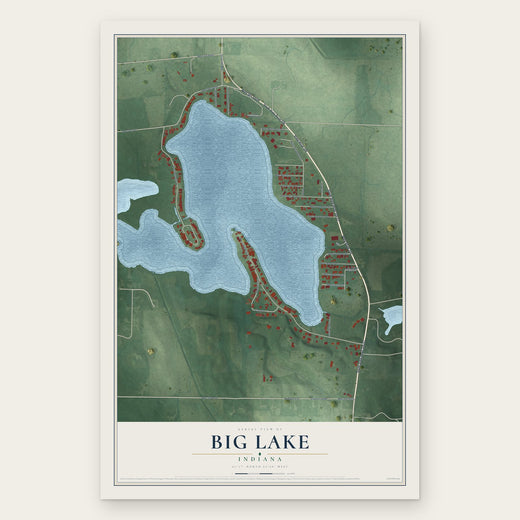 Big Lake, Indiana map print, the full design