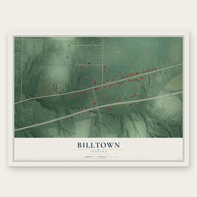 Billtown, Indiana map print, the full design