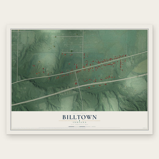 Billtown, Indiana map print, the full design