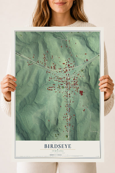Map of Birdseye, Indiana, 18 x 24 inch unframed archival matte print