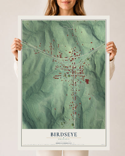 Map of Birdseye, Indiana, 24 x 36 inch unframed archival matte print