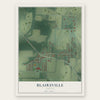 Blairsville, Indiana map print, the full design