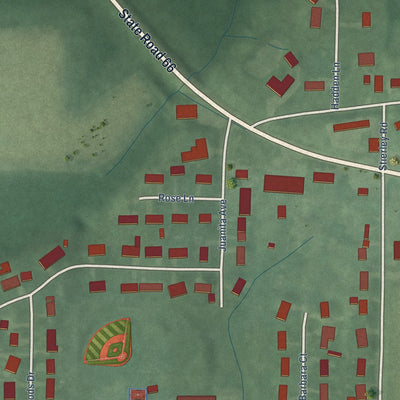Close-up of the map of Blairsville, Indiana print showing street and building detail