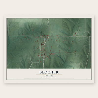 Blocher, Indiana map print, the full design