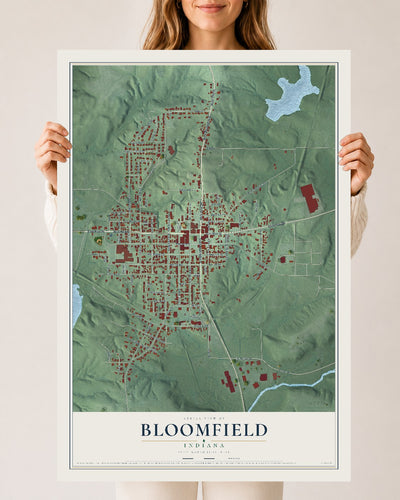 Map of Bloomfield, Indiana, 24 x 36 inch unframed archival matte print