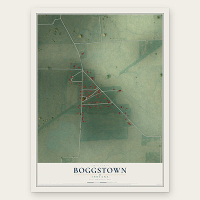 Boggstown, Indiana map print, the full design