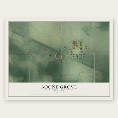 Boone Grove, Indiana map print, the full design